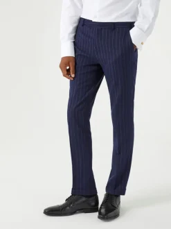 Skopes Blue Declan Suit Tapered Slim Fit Pinstripe Trousers