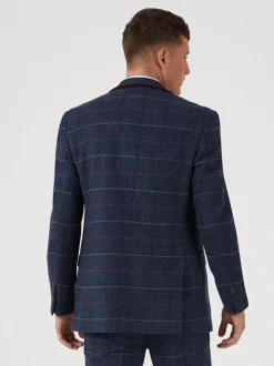 Skopes Blue Doyle Tweed Tailored Wool Blend Suit: Jacket