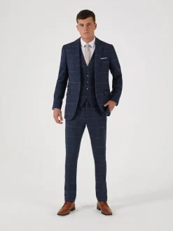 Skopes Blue Doyle Tweed Tailored Wool Blend Suit: Jacket