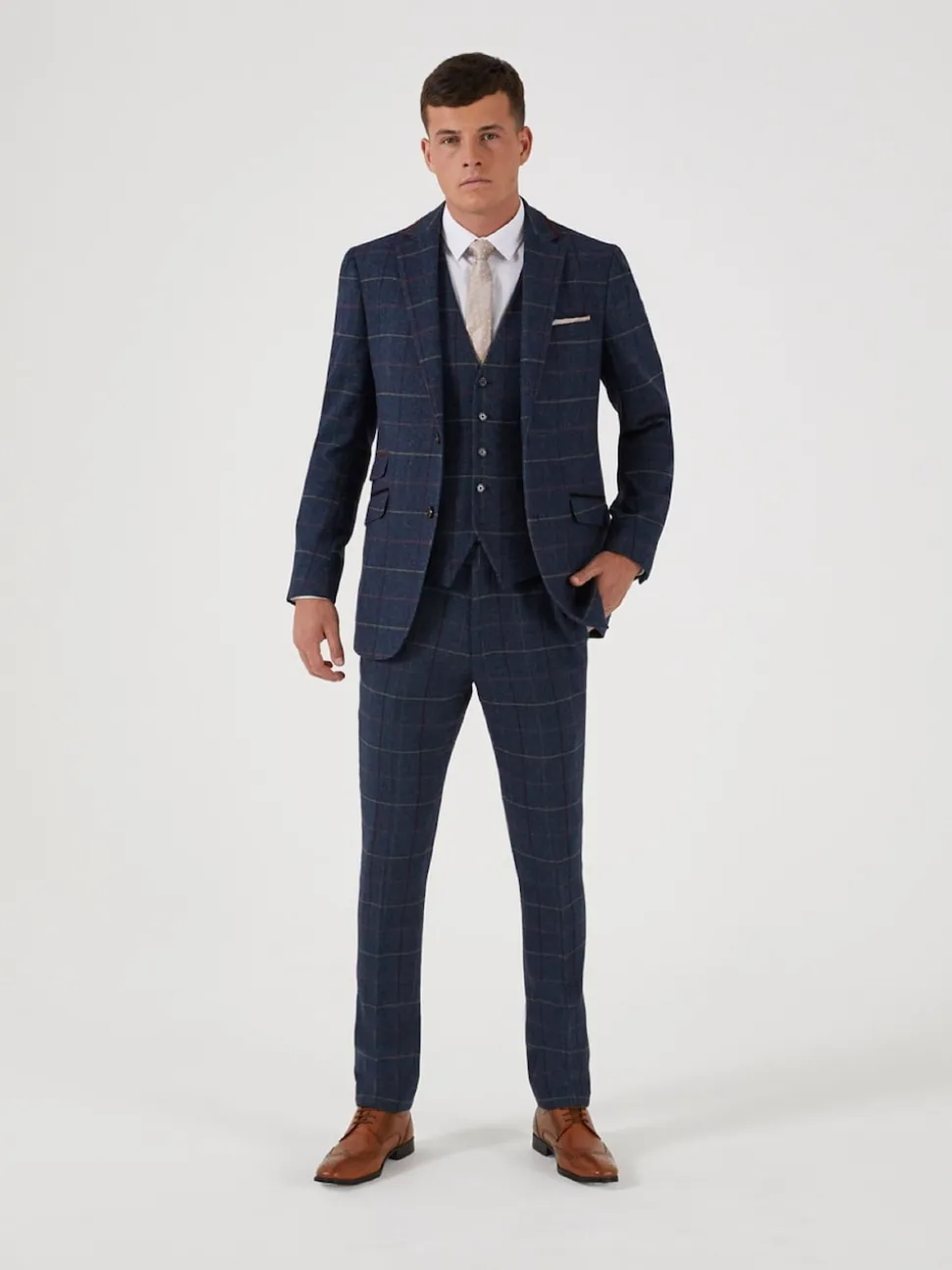 Skopes Blue Doyle Tweed Tailored Wool Blend Suit: Jacket