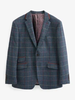 Skopes Blue Doyle Tweed Tailored Wool Blend Suit: Jacket