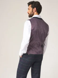 Skopes Blue Doyle Tweed Wool Blend Tailored Fit Suit Waistcoat