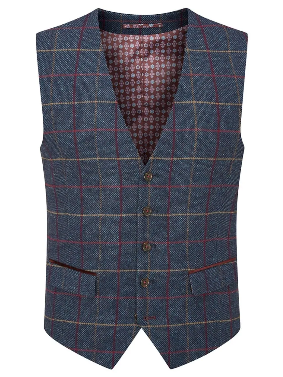 Skopes Blue Doyle Tweed Wool Blend Tailored Fit Suit Waistcoat