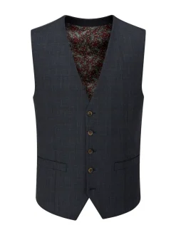 Skopes Blue Elijah Suit Check Waistcoat