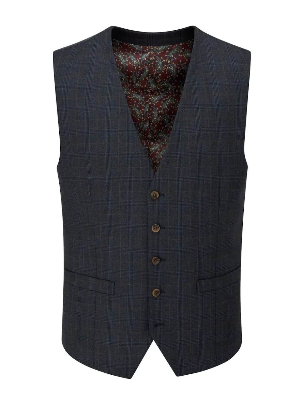 Skopes Blue Elijah Suit Check Waistcoat