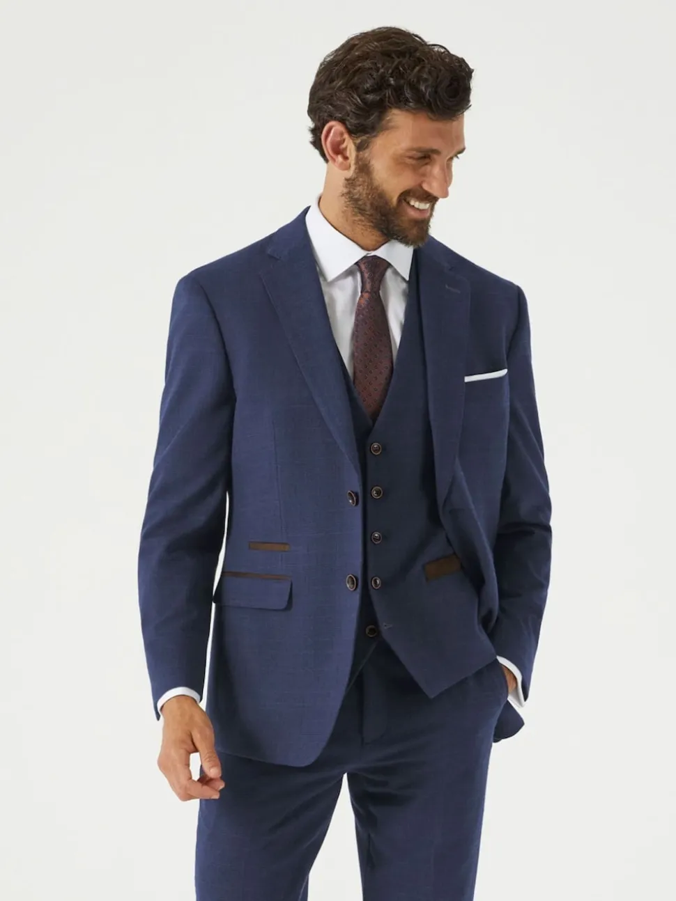 Skopes Blue Guildford Suit Soft Touch Tailored Fit Check Jacket