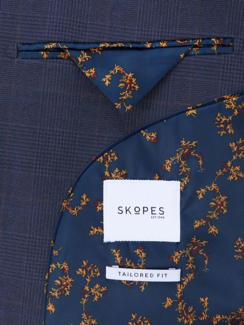 Skopes Blue Guildford Suit Soft Touch Tailored Fit Check Jacket