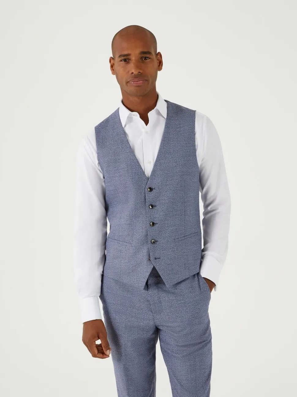 Skopes Blue Jodrell Marl Tweed Tailored Fit Suit Waistcoat