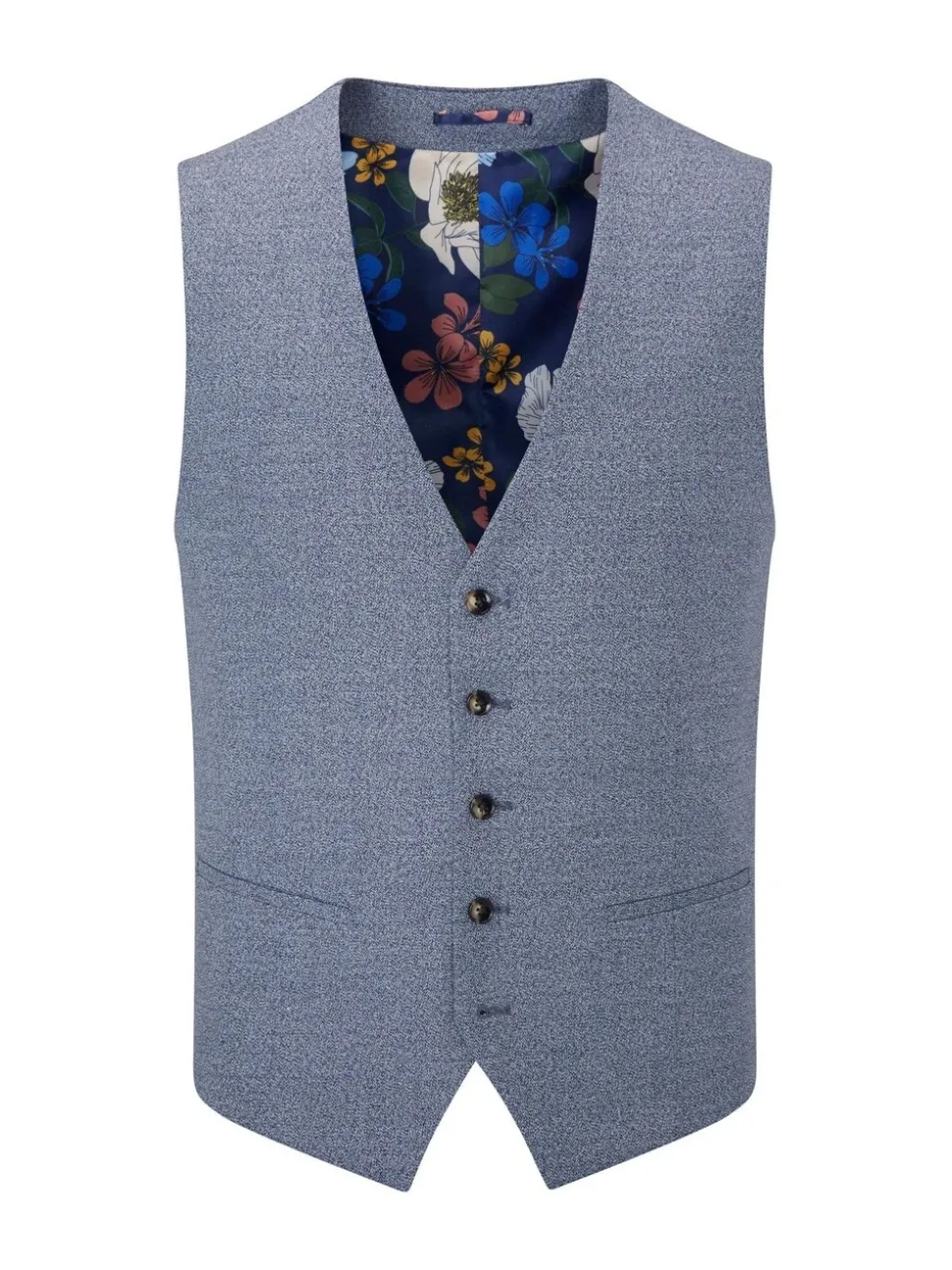Skopes Blue Jodrell Marl Tweed Tailored Fit Suit Waistcoat