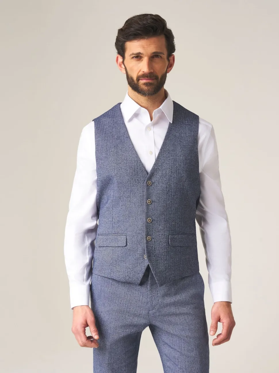 Skopes Blue Jude Tweed Tailored Fit Suit Waistcoat