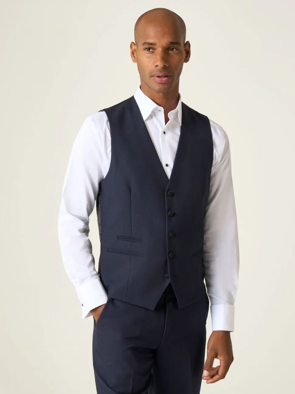 Skopes Blue Newman Check Tailored Fit Suit Waistcoat