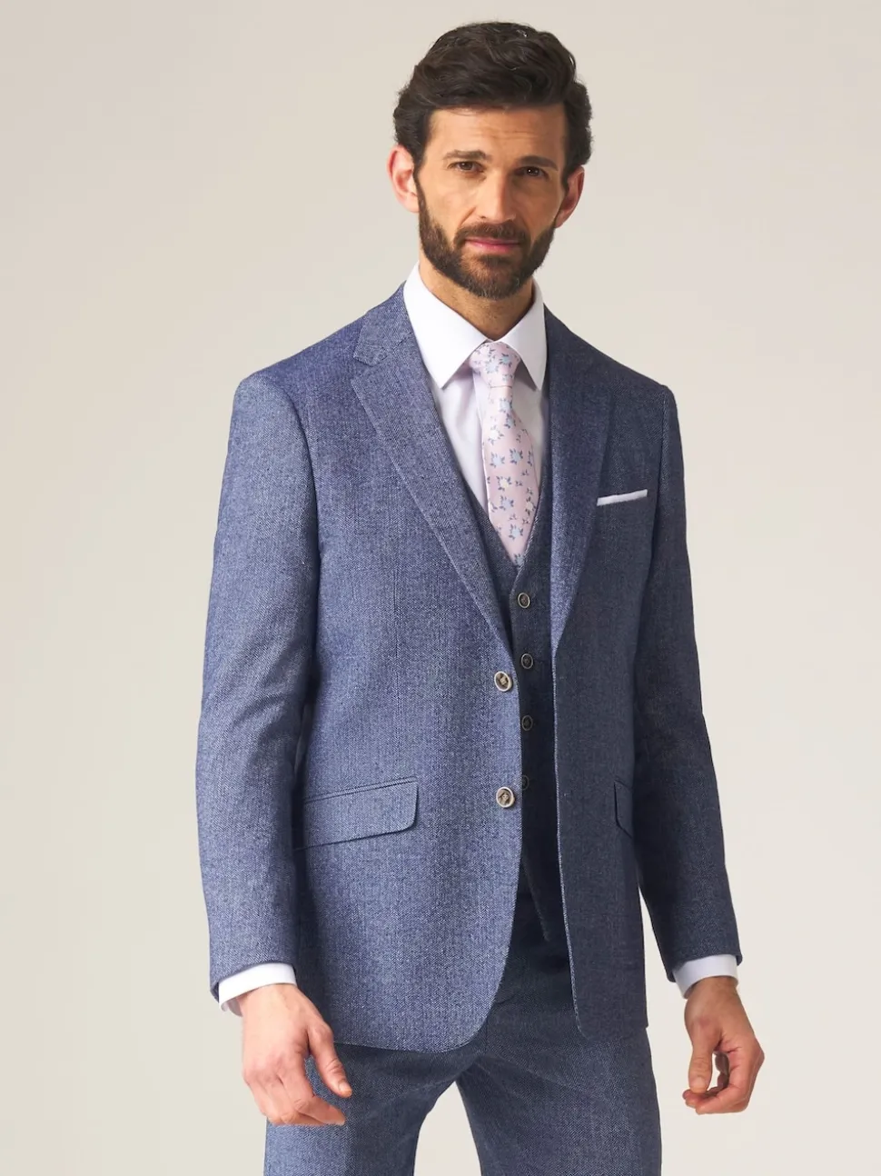 Skopes Blue Single Breasted Jude Tweed Tailored Fit Suit Jacket