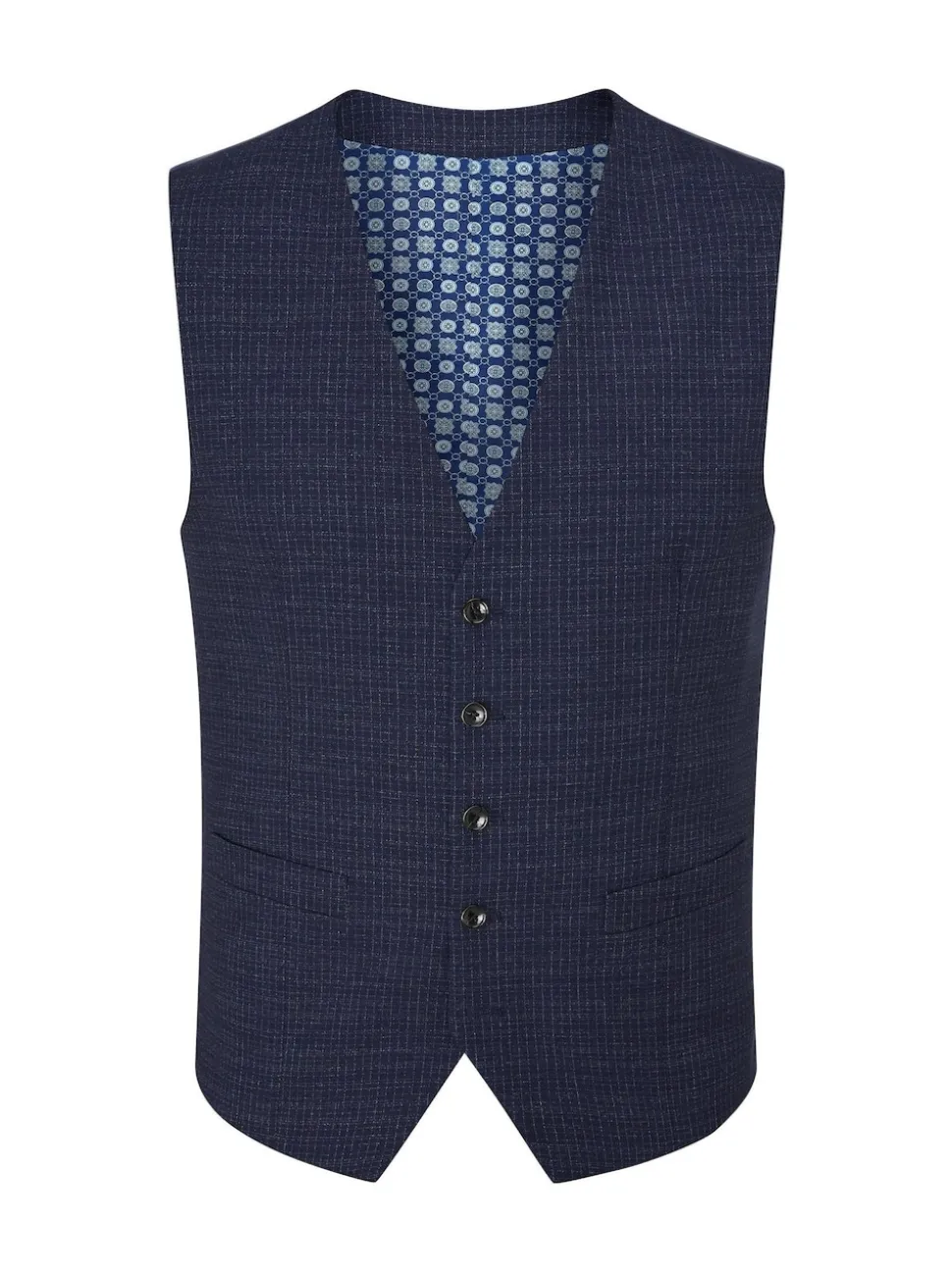 Skopes Blue Tailored Fit Hepworth Check Suit Waistcoat