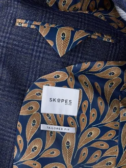 Skopes Blue Tailored Fit Woolf Check Suit: Jacket
