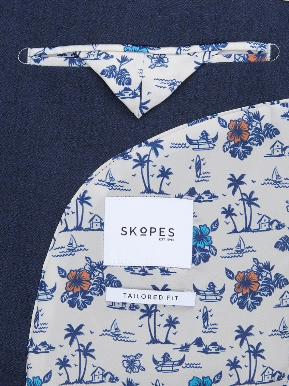 Skopes Blue Tailored Fit Caspian Stretch Look Suit Jacket