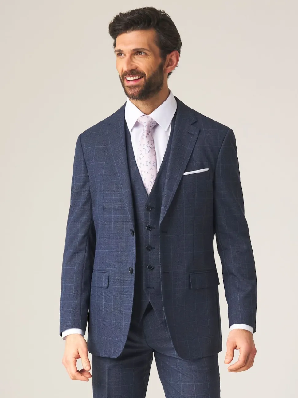 Skopes Blue Tailored Fit Anello Check Suit Jacket