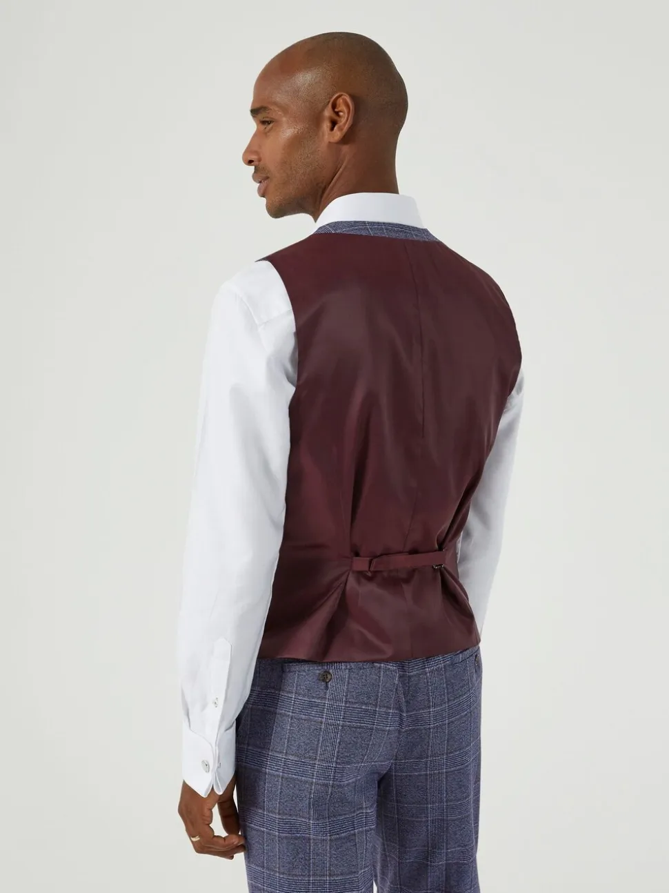 Skopes Blue Tailored Fit Irwin Windowpane Check Suit Waistcoat