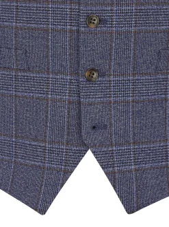 Skopes Blue Tailored Fit Irwin Windowpane Check Suit Waistcoat