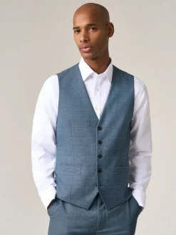 Skopes Blue Tailored Fit Self Check Anthony Suit Waistcoat