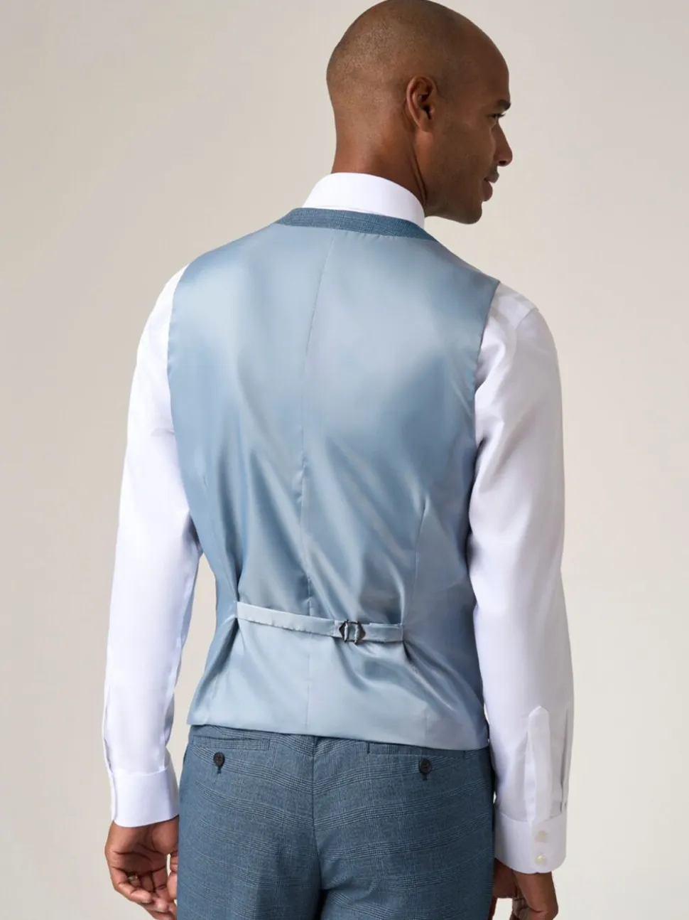 Skopes Blue Tailored Fit Self Check Anthony Suit Waistcoat