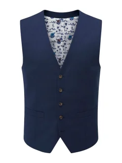 Skopes Blue Tailored Fit Caspian Single Breasted Stretch Look Suit Waistcoat
