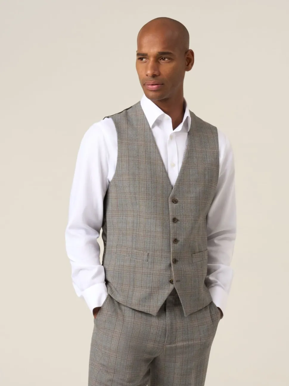 Skopes Brown Haley Check Suit Waistcoat