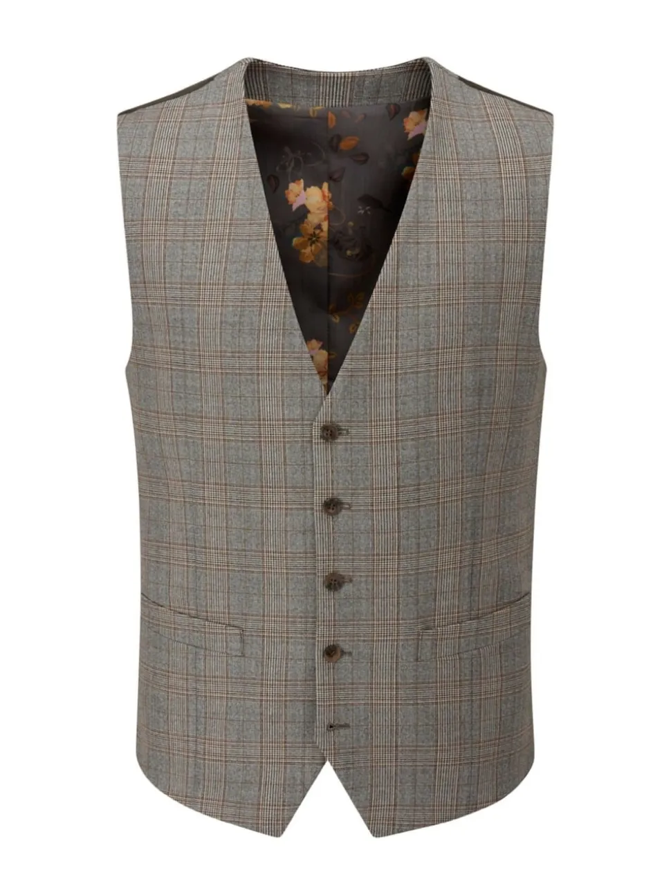 Skopes Brown Haley Check Suit Waistcoat