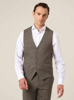 Skopes Brown Jude Tweed Tailored Fit Suit Waistcoat