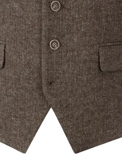 Skopes Brown Jude Tweed Tailored Fit Suit Waistcoat