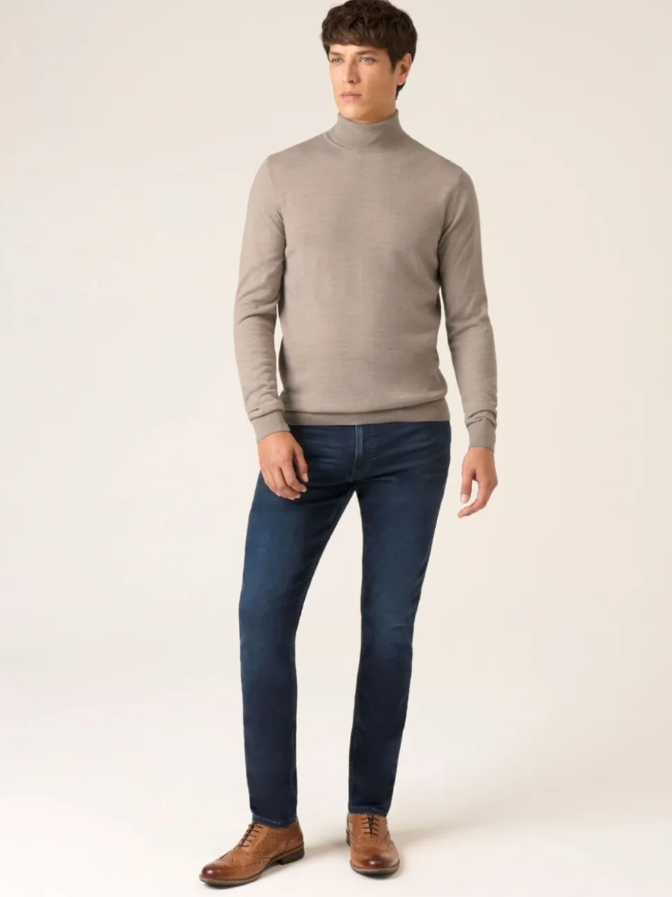 Skopes Brown Russ Merino Blend Roll Neck Sweater