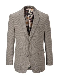 Skopes Brown Single Breasted Cannon Tailored Fit Houndstooth Single Suit Jacket