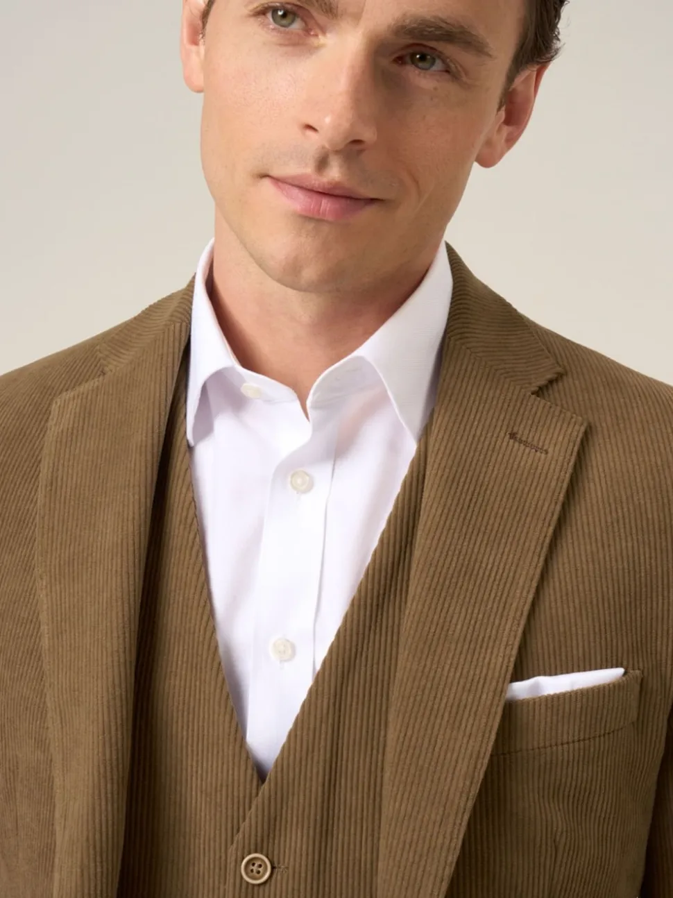Skopes Brown Single Breasted Dorsey Suit Tailored Fit Double Breasted Corduroy Jacket