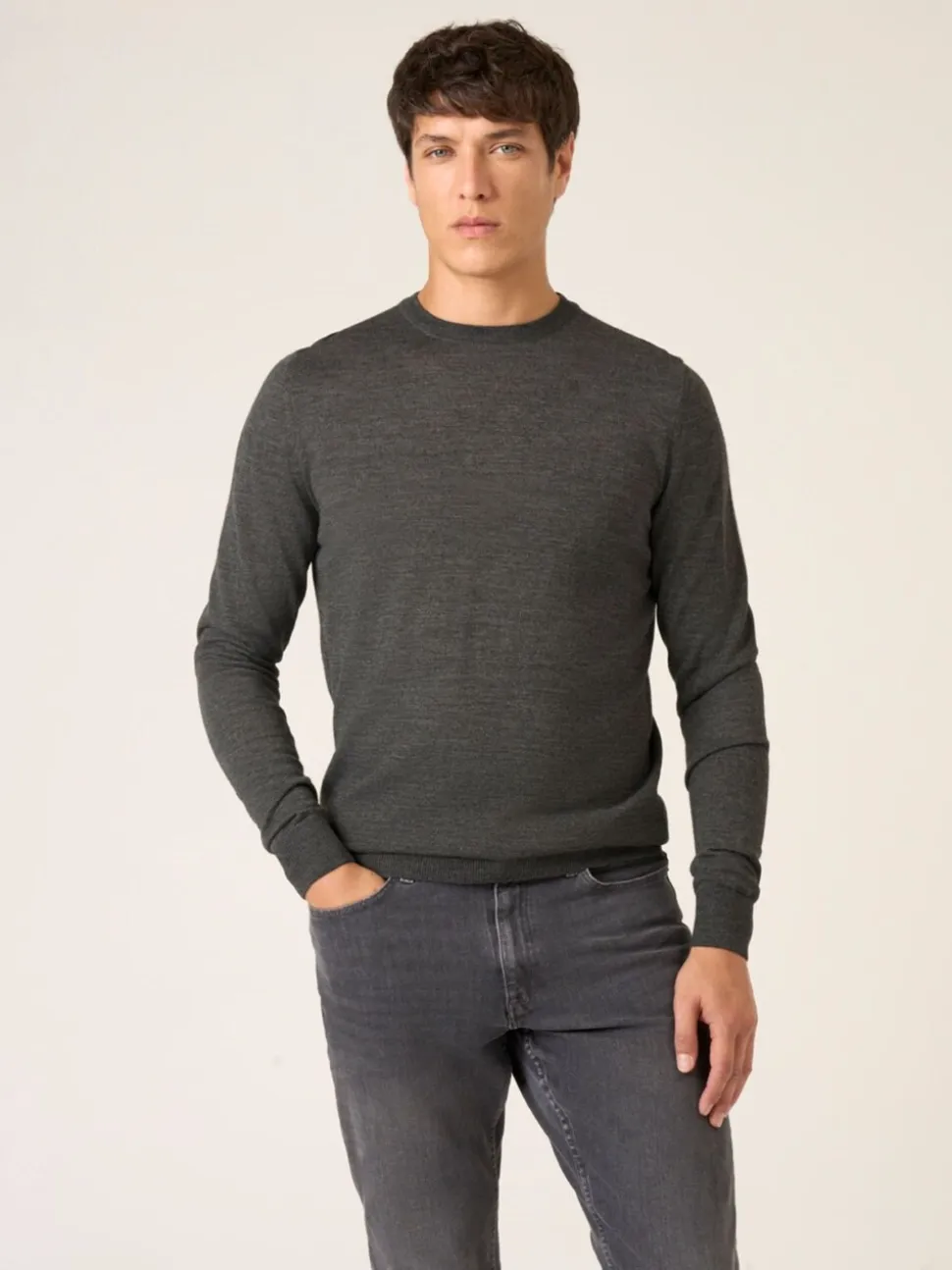 Skopes Charcoal Grey Alex Merino Blend Crewneck Sweater