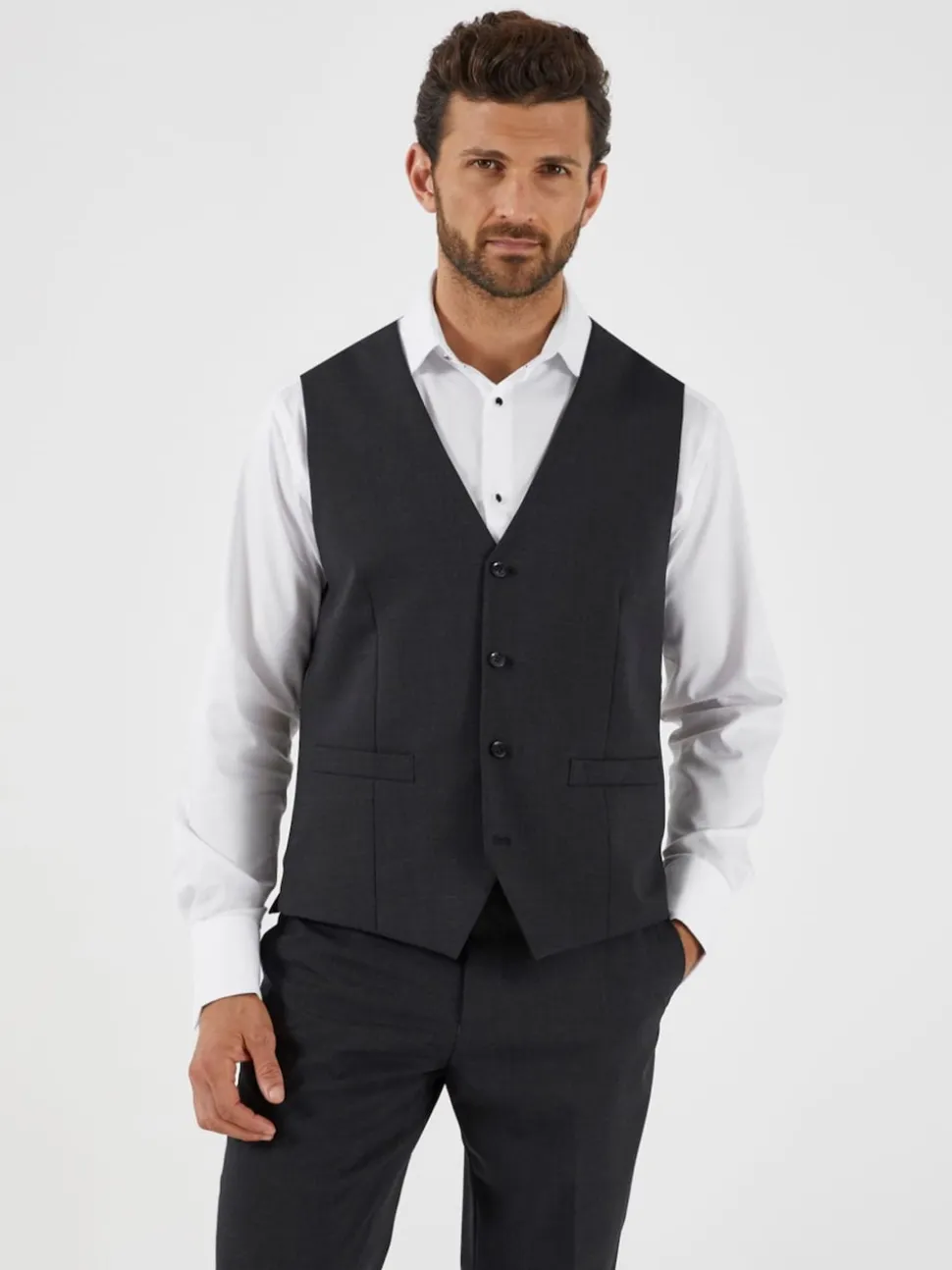 Skopes Charcoal Grey Single Breasted Wool Rich Darwin Suit Waistcoat