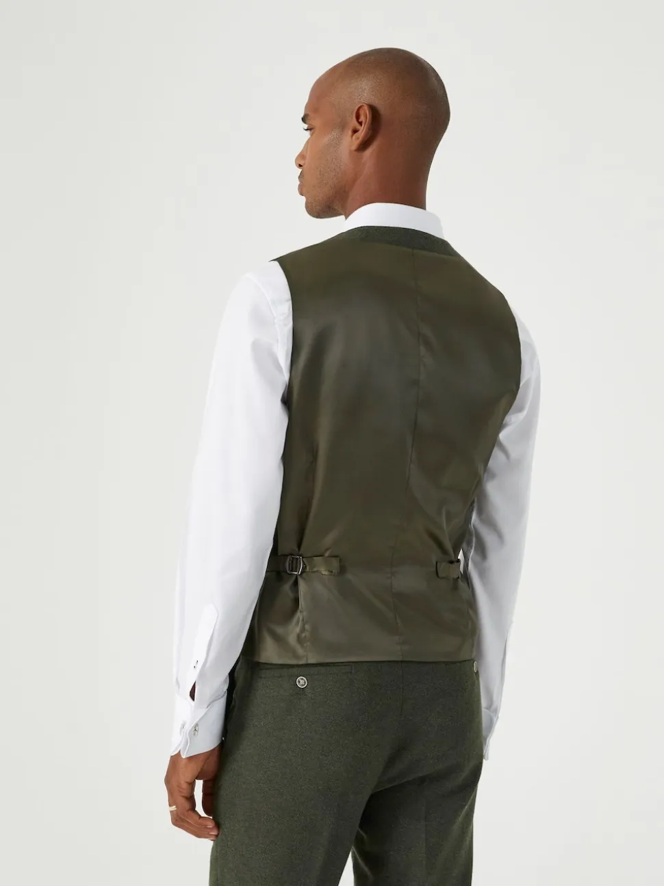 Skopes Dark Green Jude Tweed Tailored Fit Suit Waistcoat