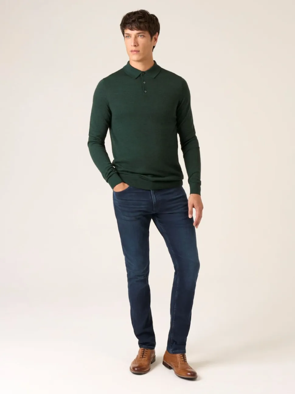 Skopes Green Brad Merino Blend Polo Shirt
