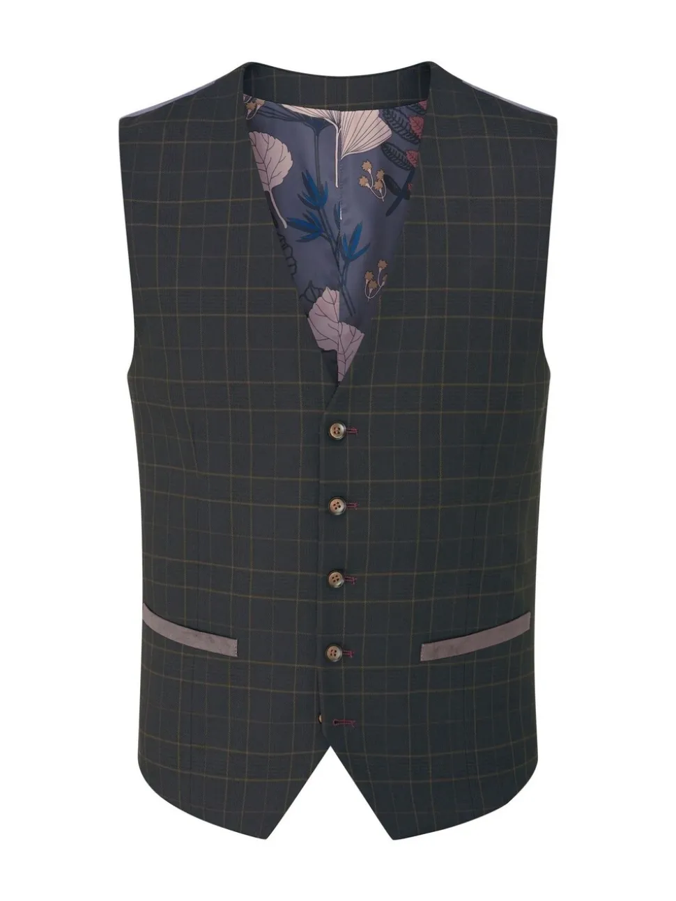 Skopes Green Casey Suit Waistcoat Windowpane Check