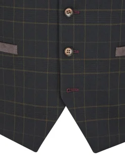 Skopes Green Casey Suit Waistcoat Windowpane Check
