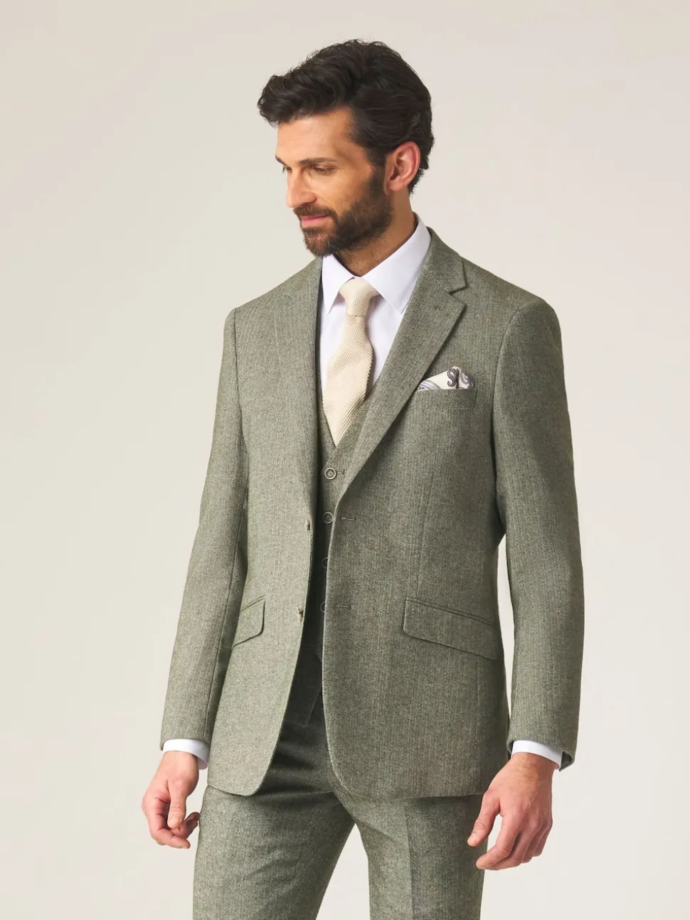 Skopes Green Single Breasted Jude Tweed Tailored Fit Suit Jacket