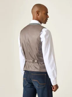 Skopes Green Tailored Fit Single Valetta Breasted Check Waistcoat