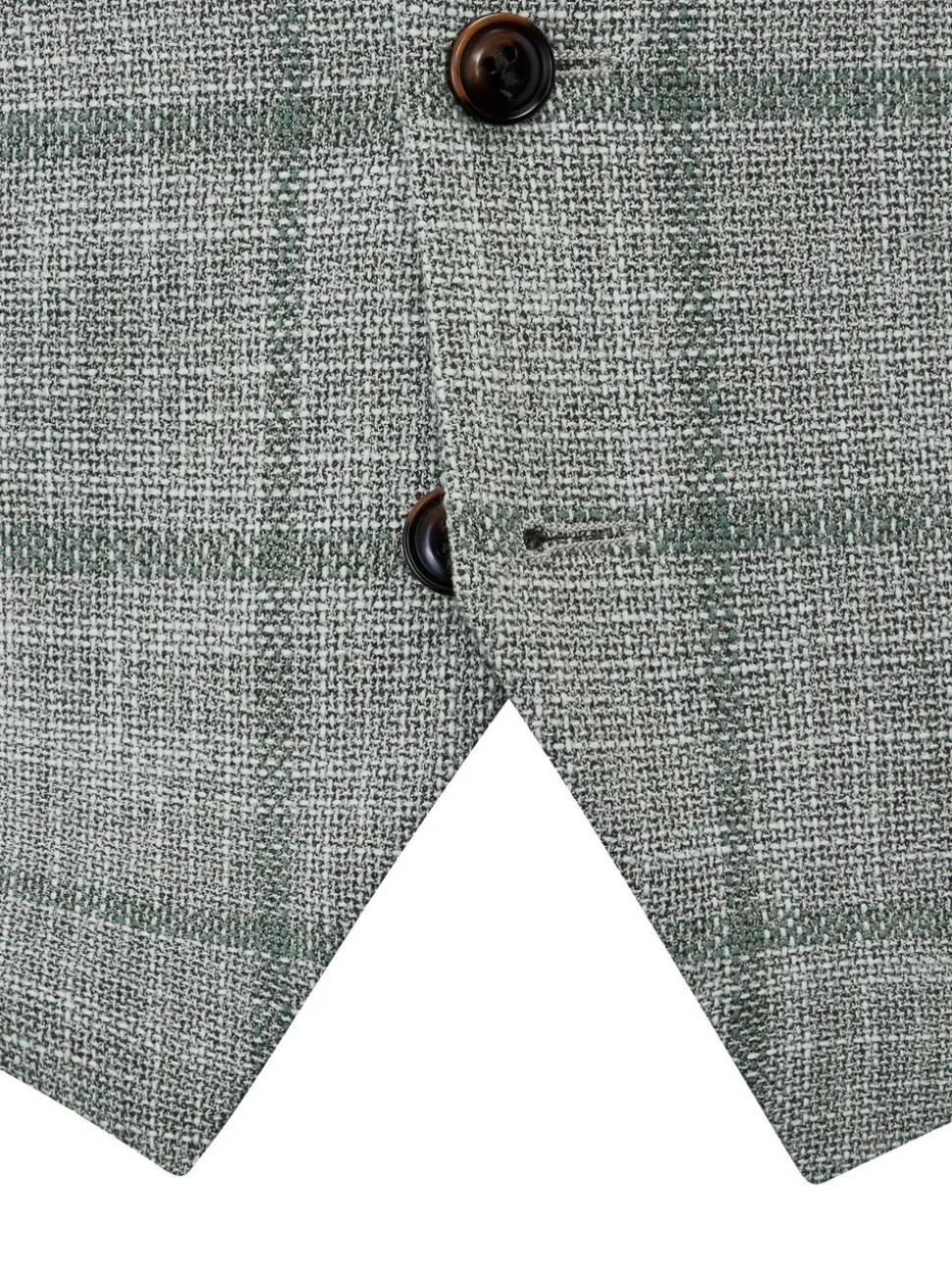 Skopes Green Tailored Fit Single Valetta Breasted Check Waistcoat
