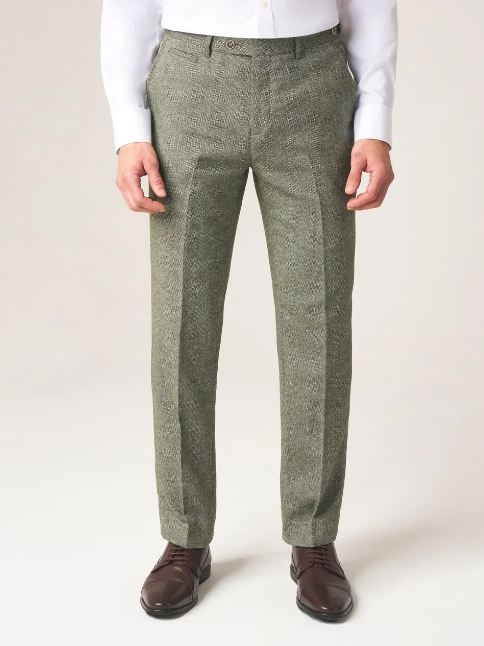 Skopes Green Tailored Fit Jude Tweed Suit Trousers