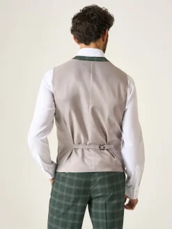 Skopes Green Tailored Fit Parker Single Breasted Check Suit Waistcoat