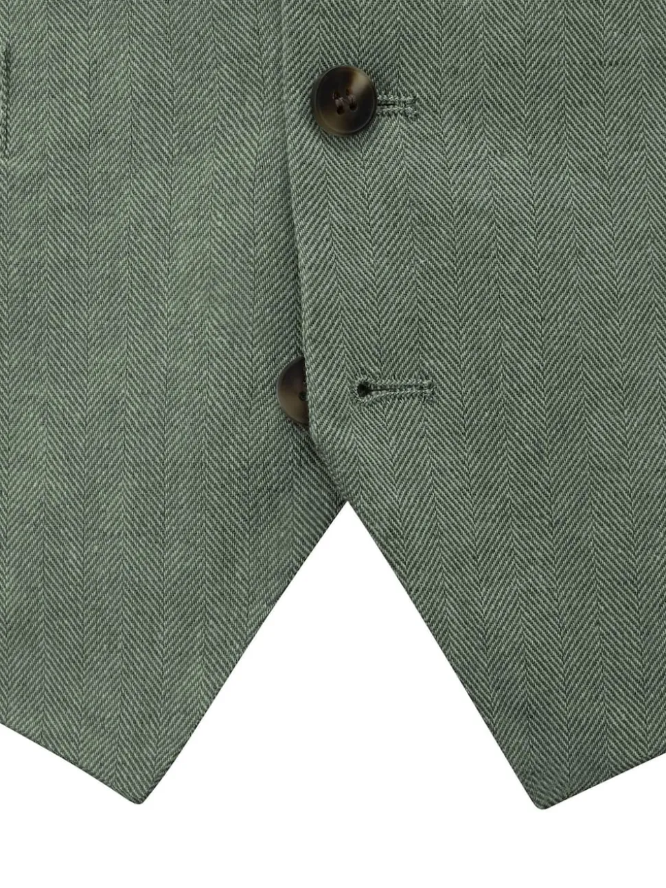 Skopes Green Tailored Fit Calvados Single Breasted Linen Blend Suit Waistcoat