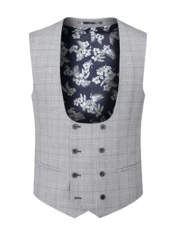 Skopes Grey Double Breasted Double Breasted Scoop Anello Suit Waistcoat