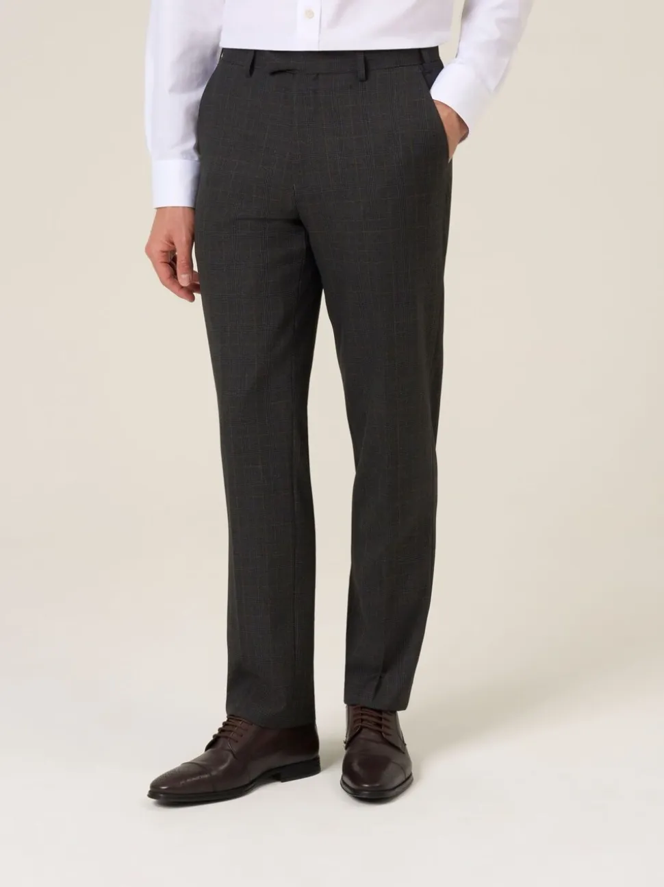 Skopes Grey Elijah Suit Tailored Fit Check Trousers