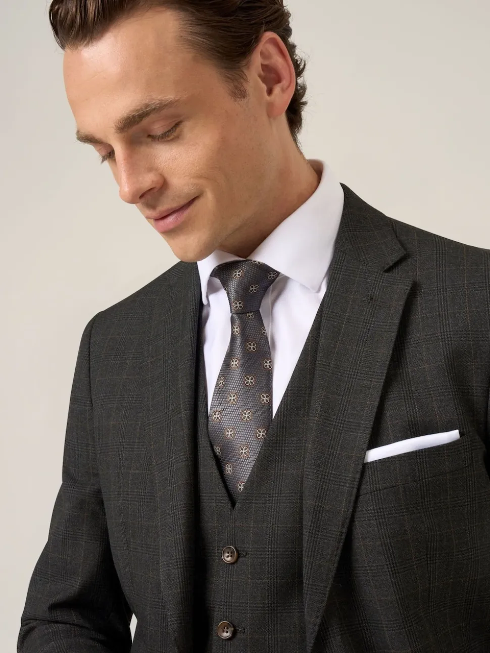 Skopes Grey Elijah Tailored Fit Check Suit Jacket