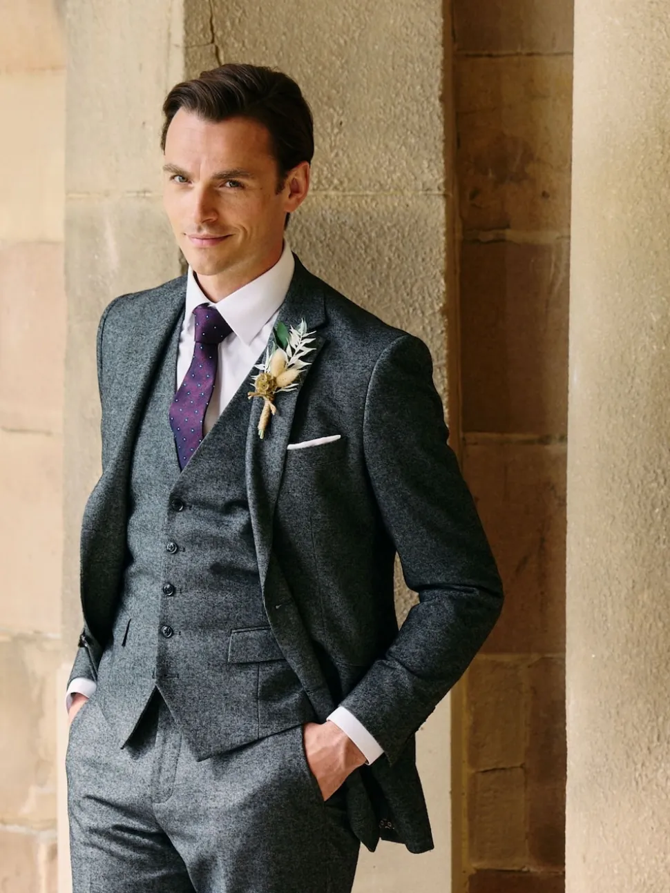 Skopes Grey Fox Tailored Fit Textured Suit Jacket