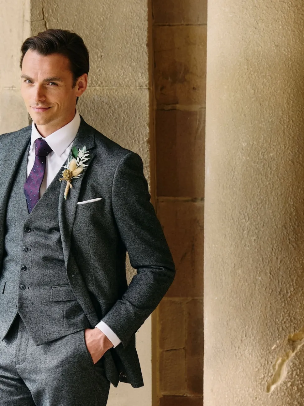 Skopes Grey Fox Tailored Fit Textured Suit Jacket