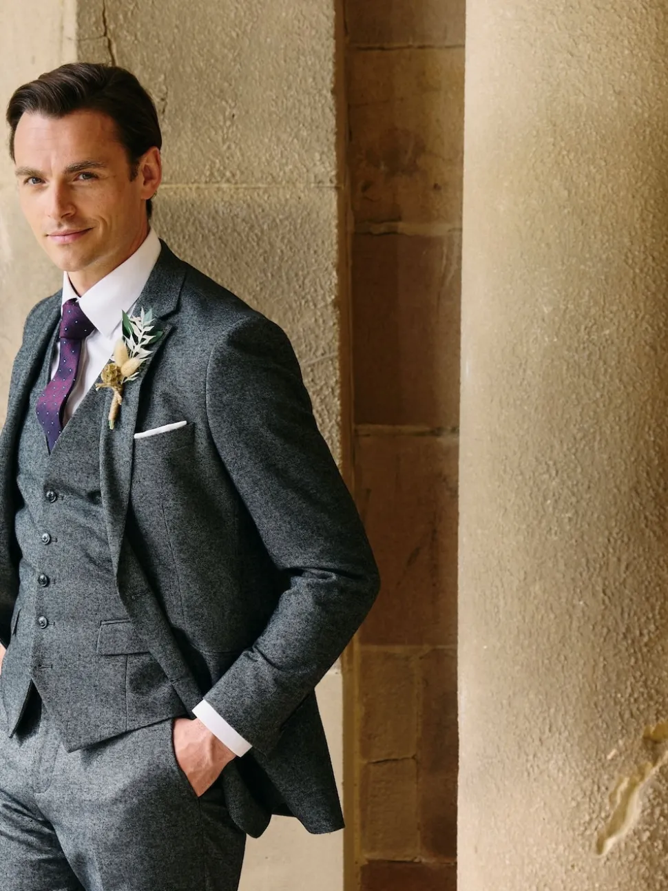 Skopes Grey Fox Tailored Fit Textured Suit Jacket